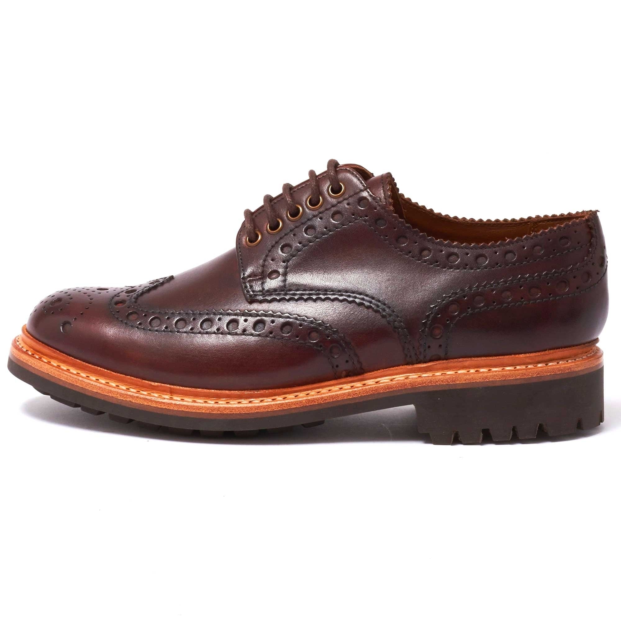 Grenson Archie Brogue Shoes - Dark Brown