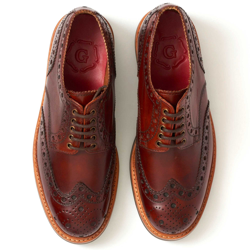 Grenson Archie Brogue Shoes - Tan