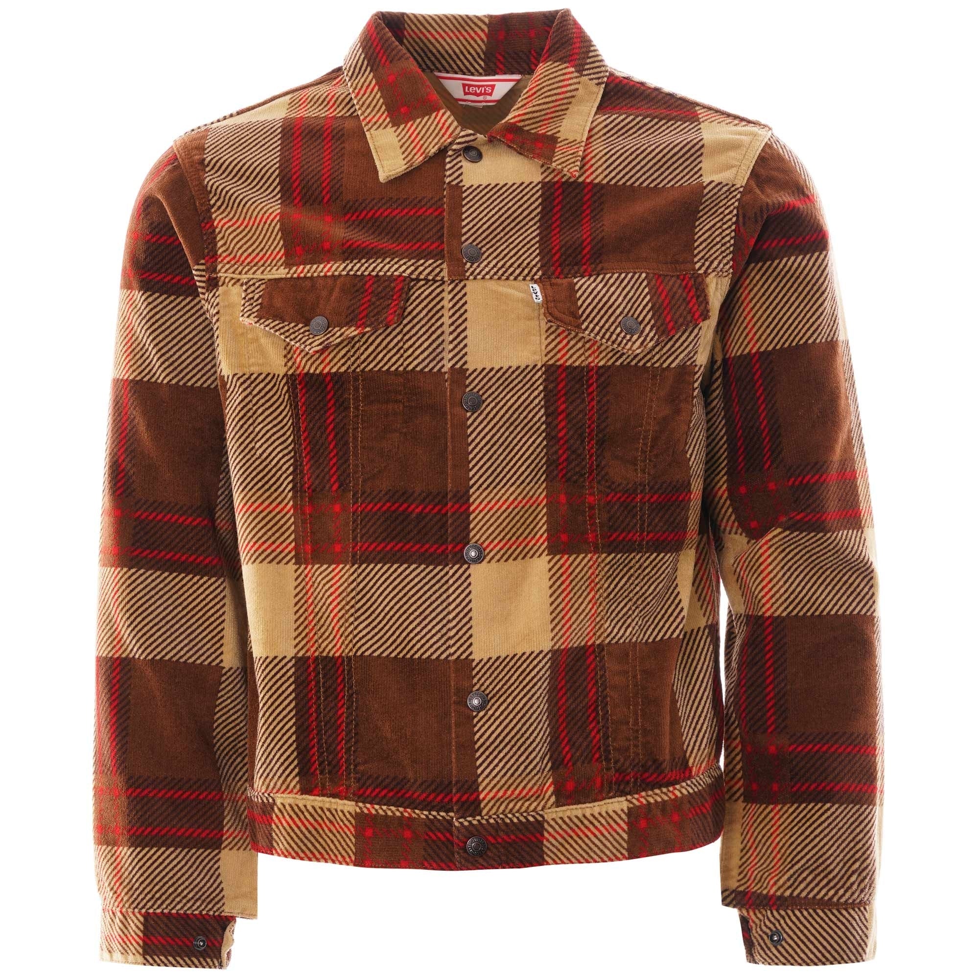 Plaid Cord Trucker - Oxblood