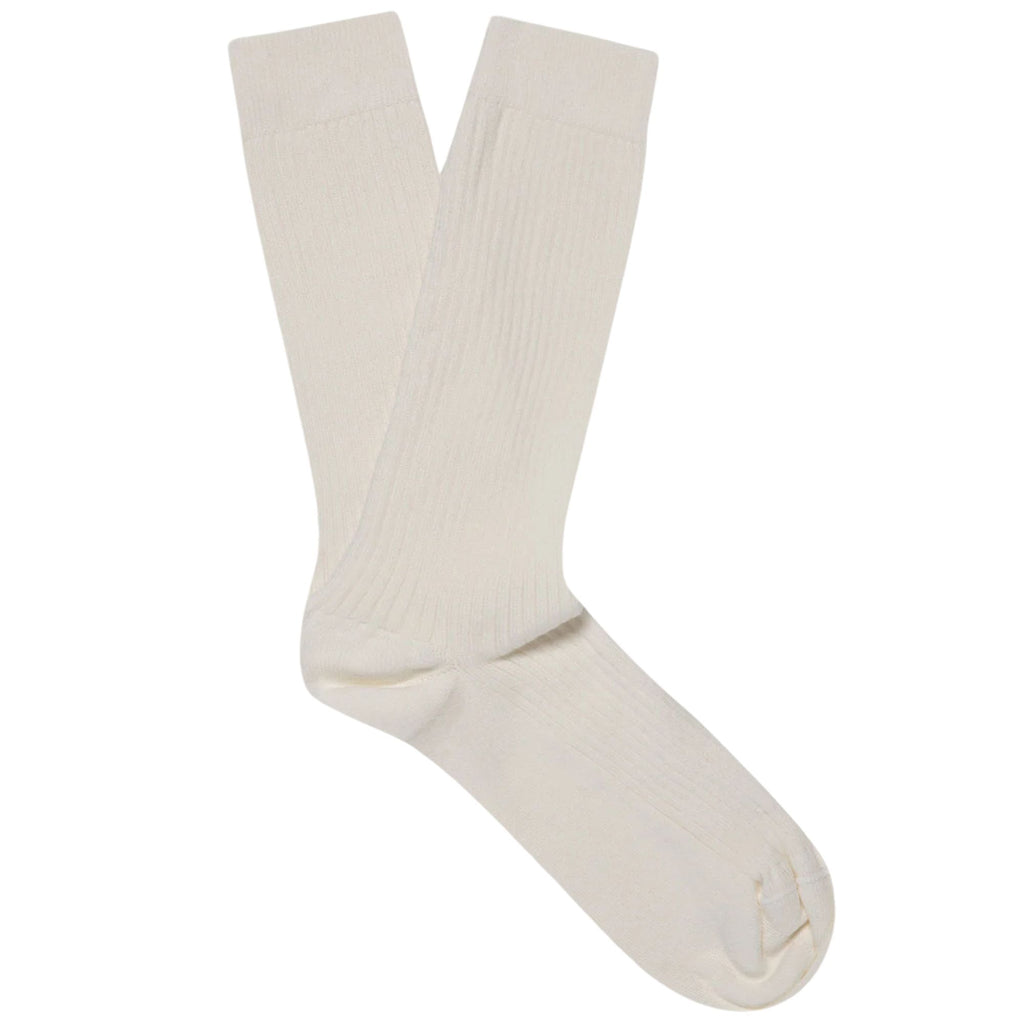 Sunspel Cotton Ribbed Socks - Archive White