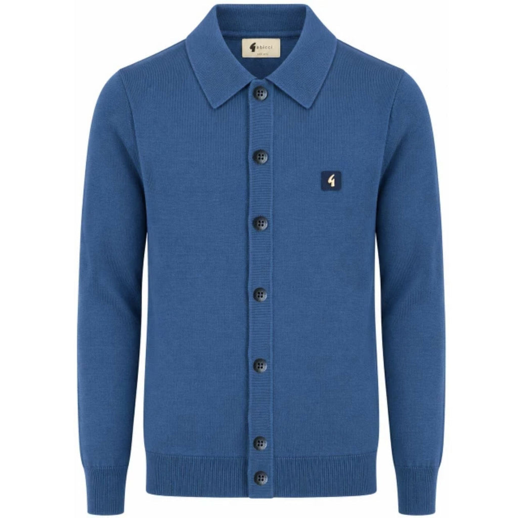 Gabicci Vintage Azima Long Sleeve Plain Knit Button Thru - Airforce