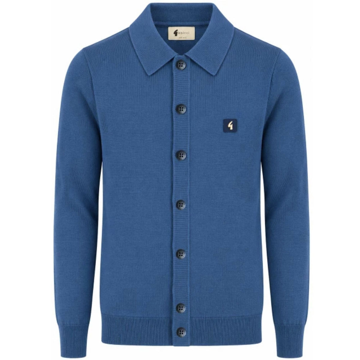 Gabicci Vintage Azima Long Sleeve Plain Knit Button Thru - Airforce
