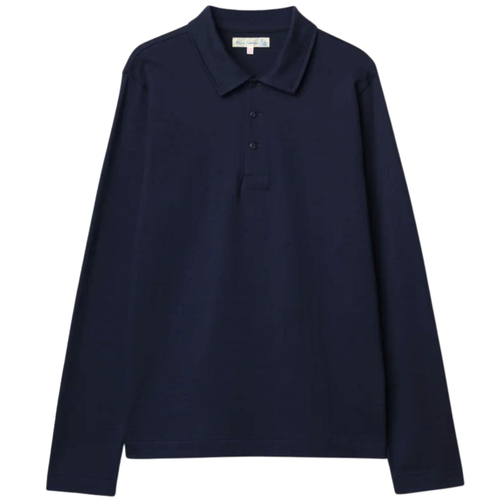Merz b Schwanen 2MPOLO01LS Mid-Century Machine Refined Fit Polo Longsleeve - Ink Blue