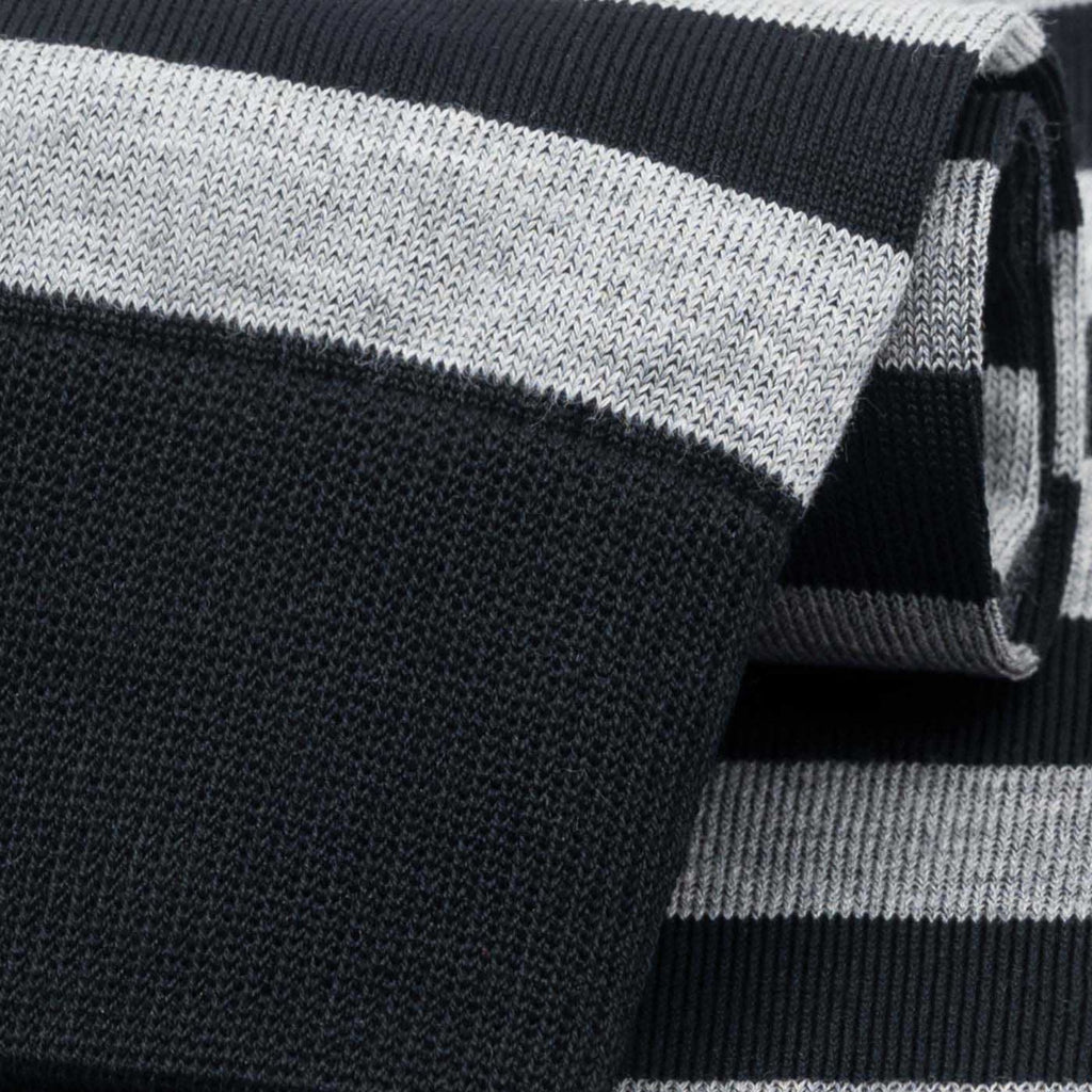Stuarts London Brian Oak Block Stripe Socks - Black