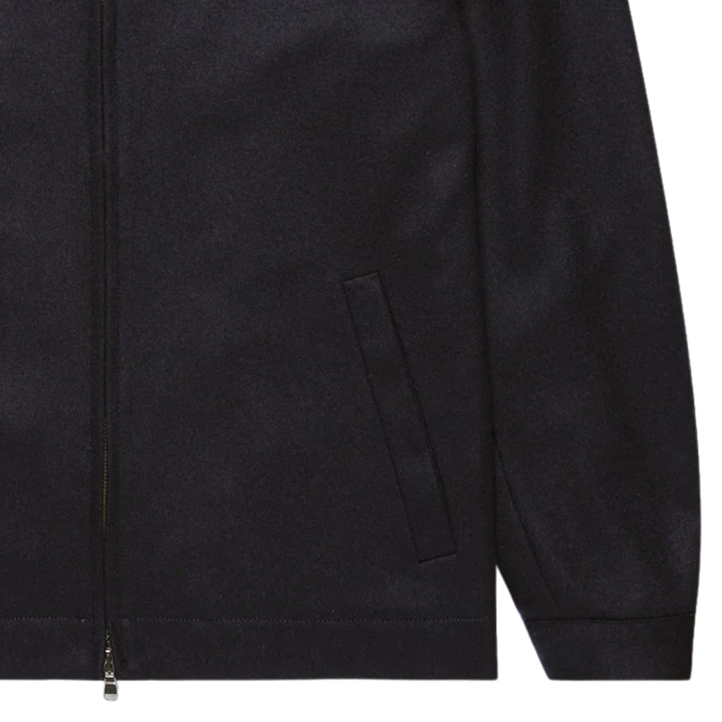 Sunspel Boiled Wool Zip Jacket - Navy