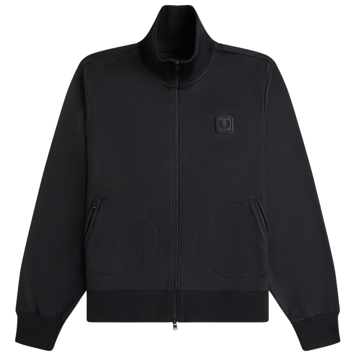 Fred Perry Leather Patch Track Jacket - Black