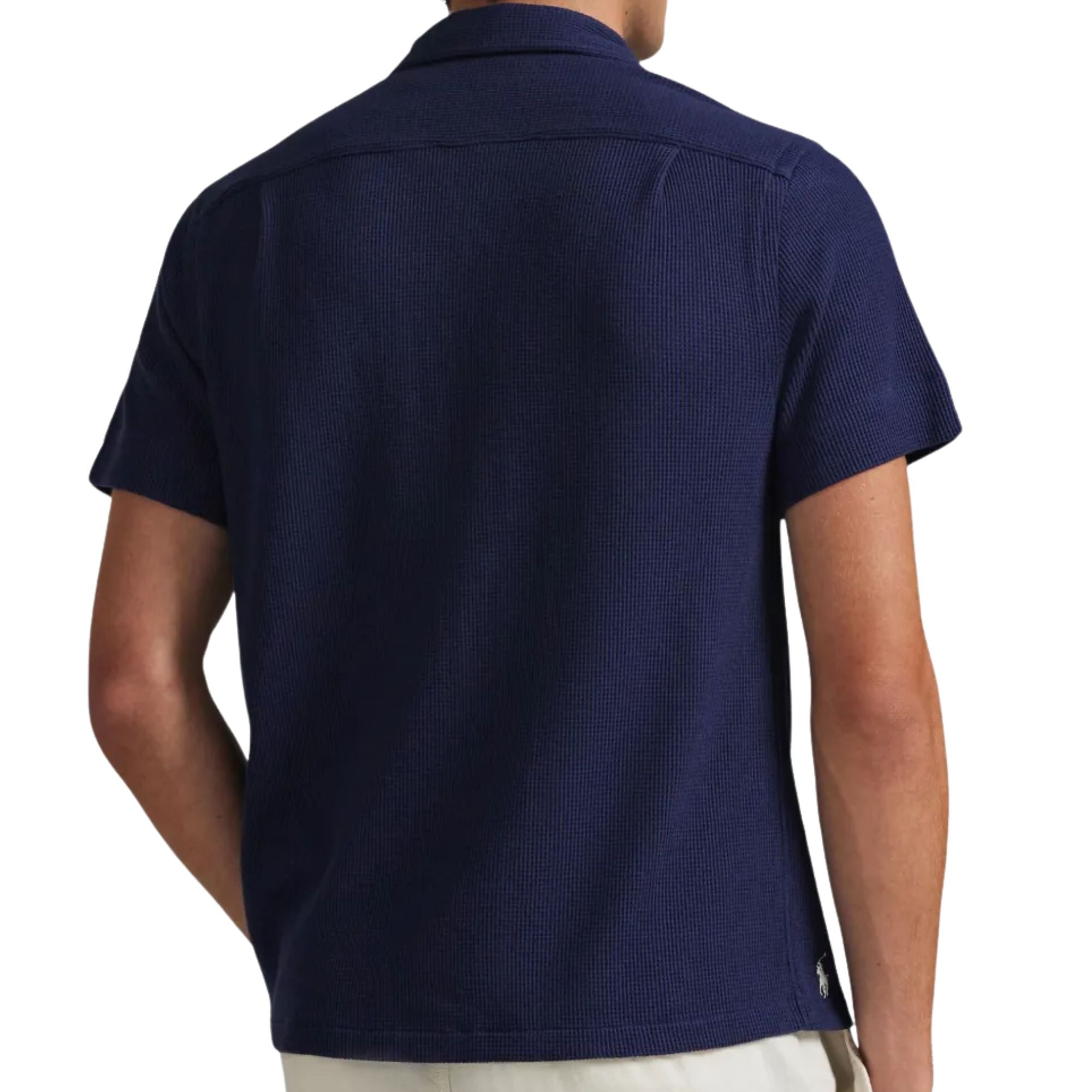 Polo Ralph Lauren Waffle Knit Camp Collar Shirt - Navy – Stuarts