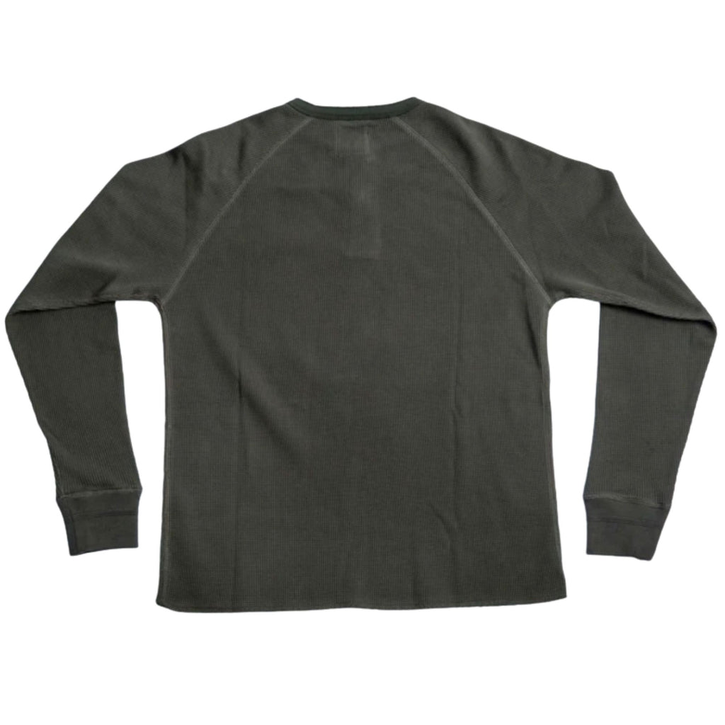 Heimat Henley Cotton Waffle Henley Polo - Military Green