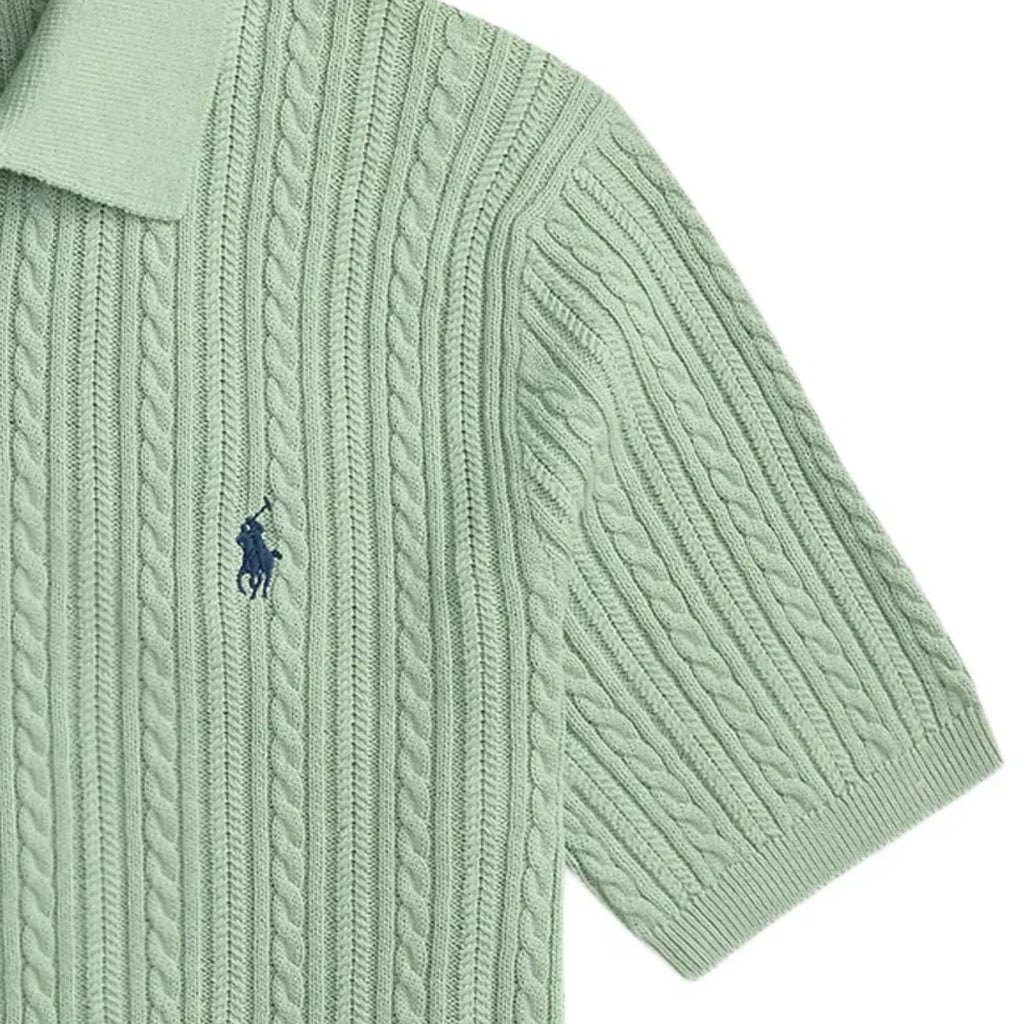 Polo Ralph Lauren Cable-Knit Cotton Polo-Collar Jumper - Green
