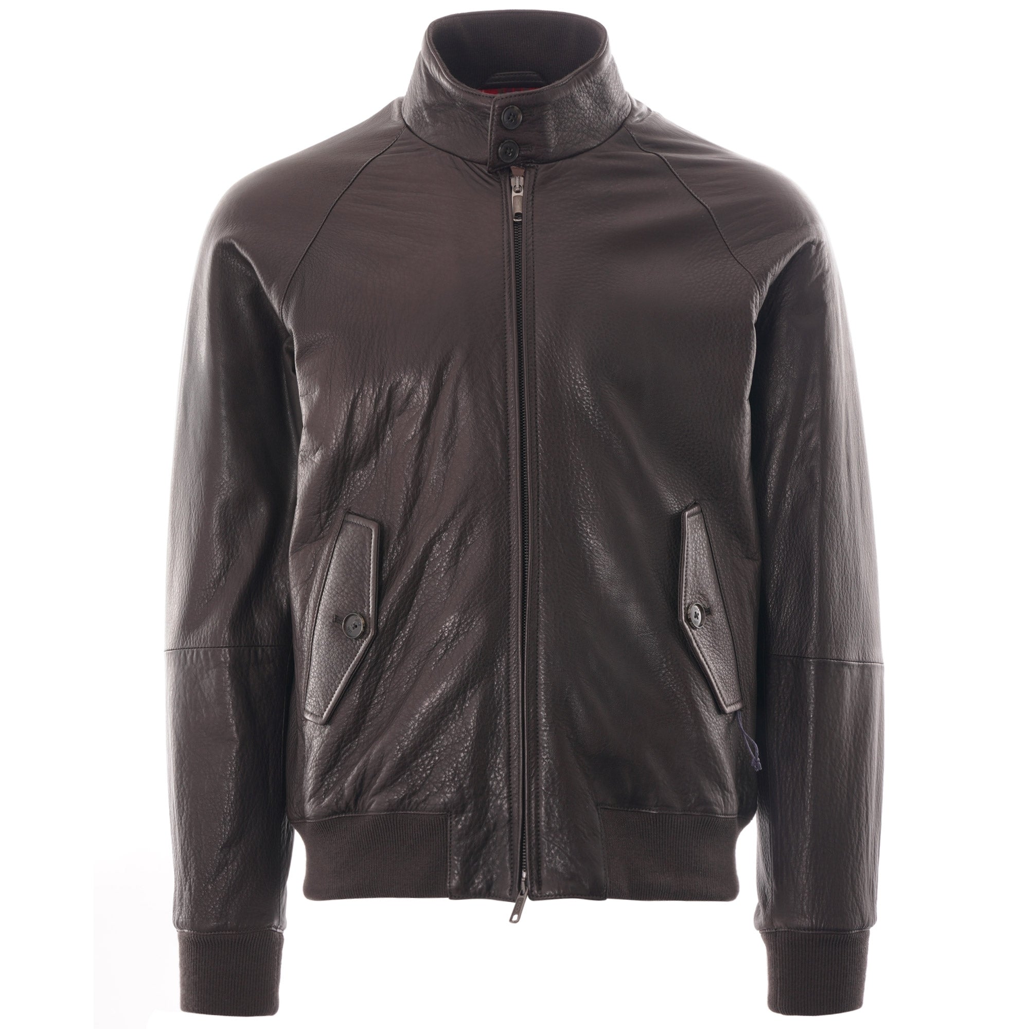 Baracuta G9 Leather Harrington - Dark Brown