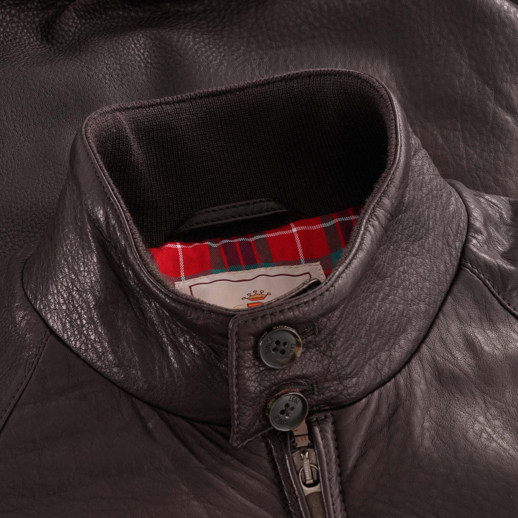 Baracuta G9 Leather Harrington - Dark Brown