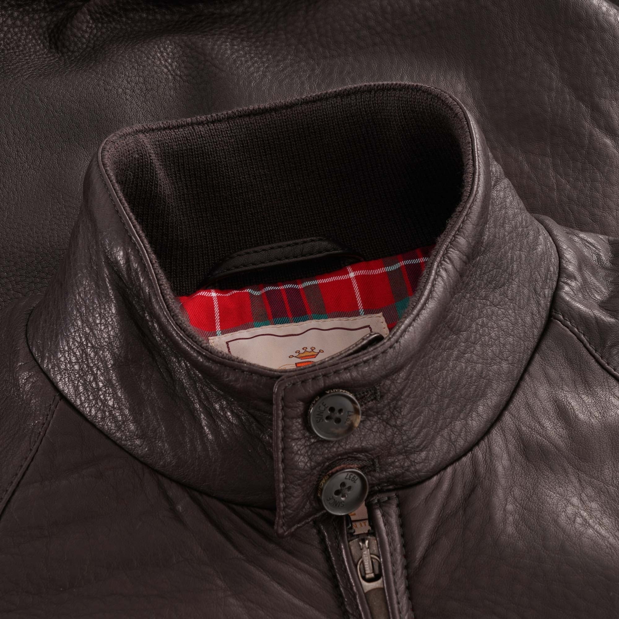 Baracuta G9 Leather Harrington - Dark Brown