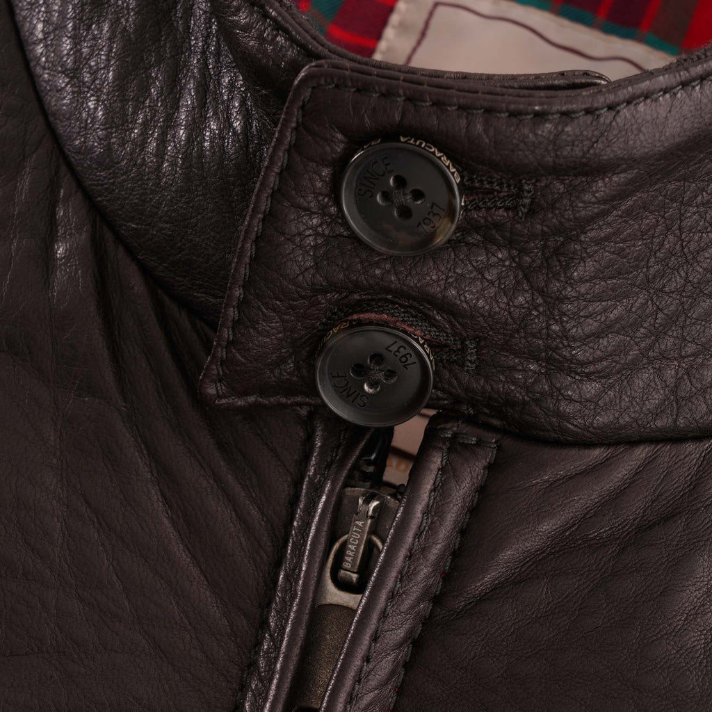 Baracuta G9 Leather Harrington - Dark Brown