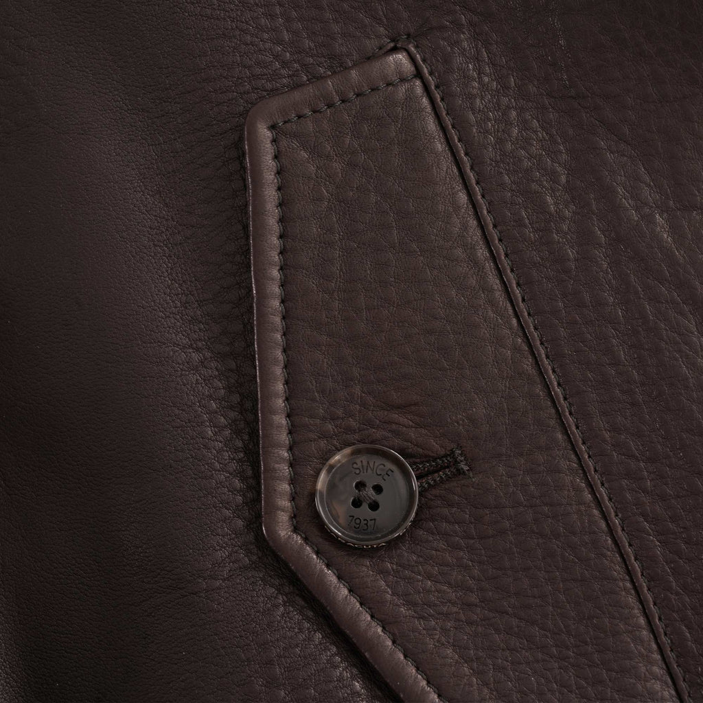 Baracuta G9 Leather Harrington - Dark Brown