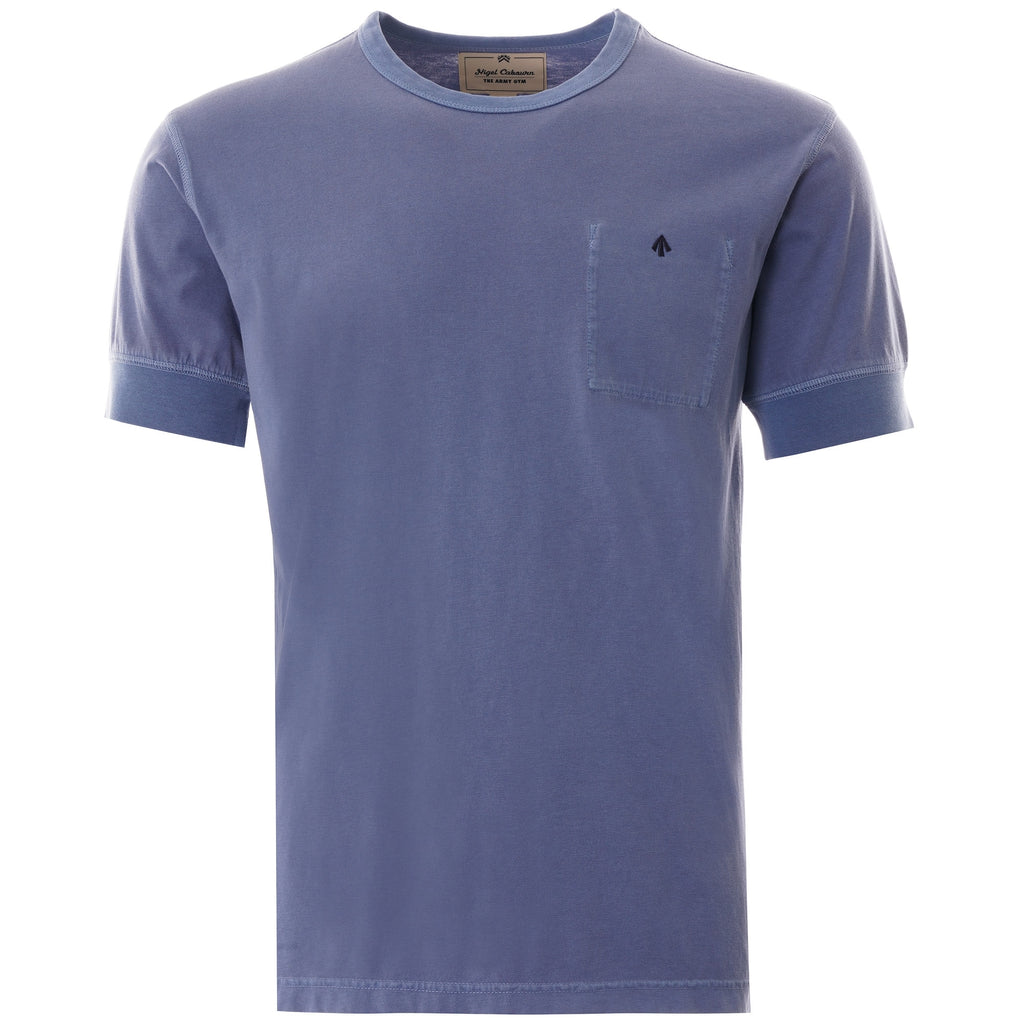 Warm Up Military Crewneck Tee - Washed Blue