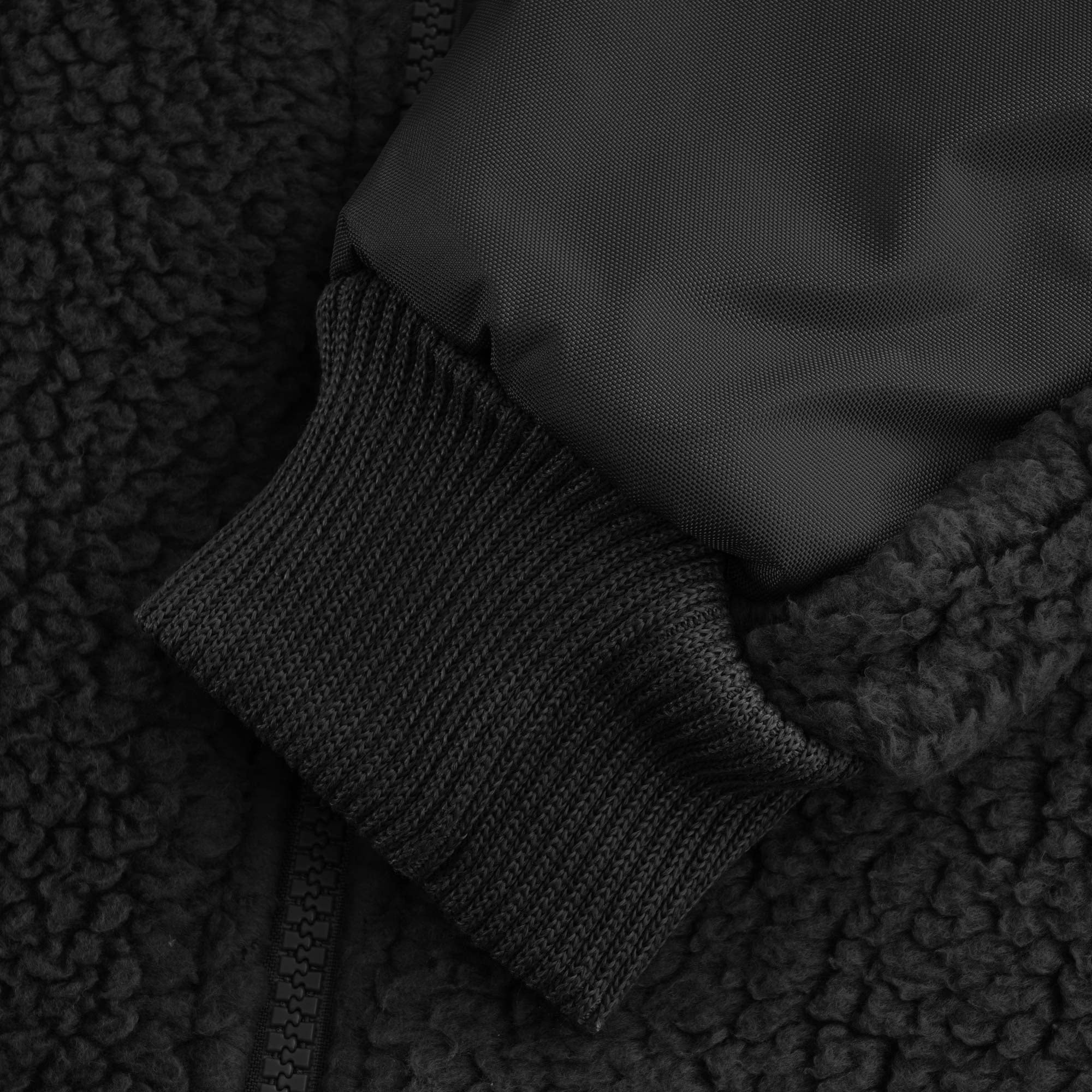 Womens Sherpa Fleece Jacket - Black