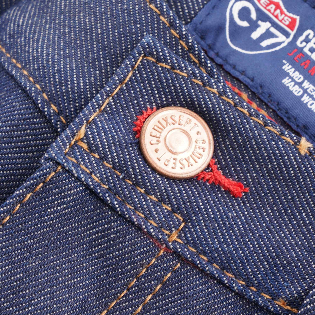 C17 Jeans Cone Mills Denim Regular Tapered Americano Unwashed Raw