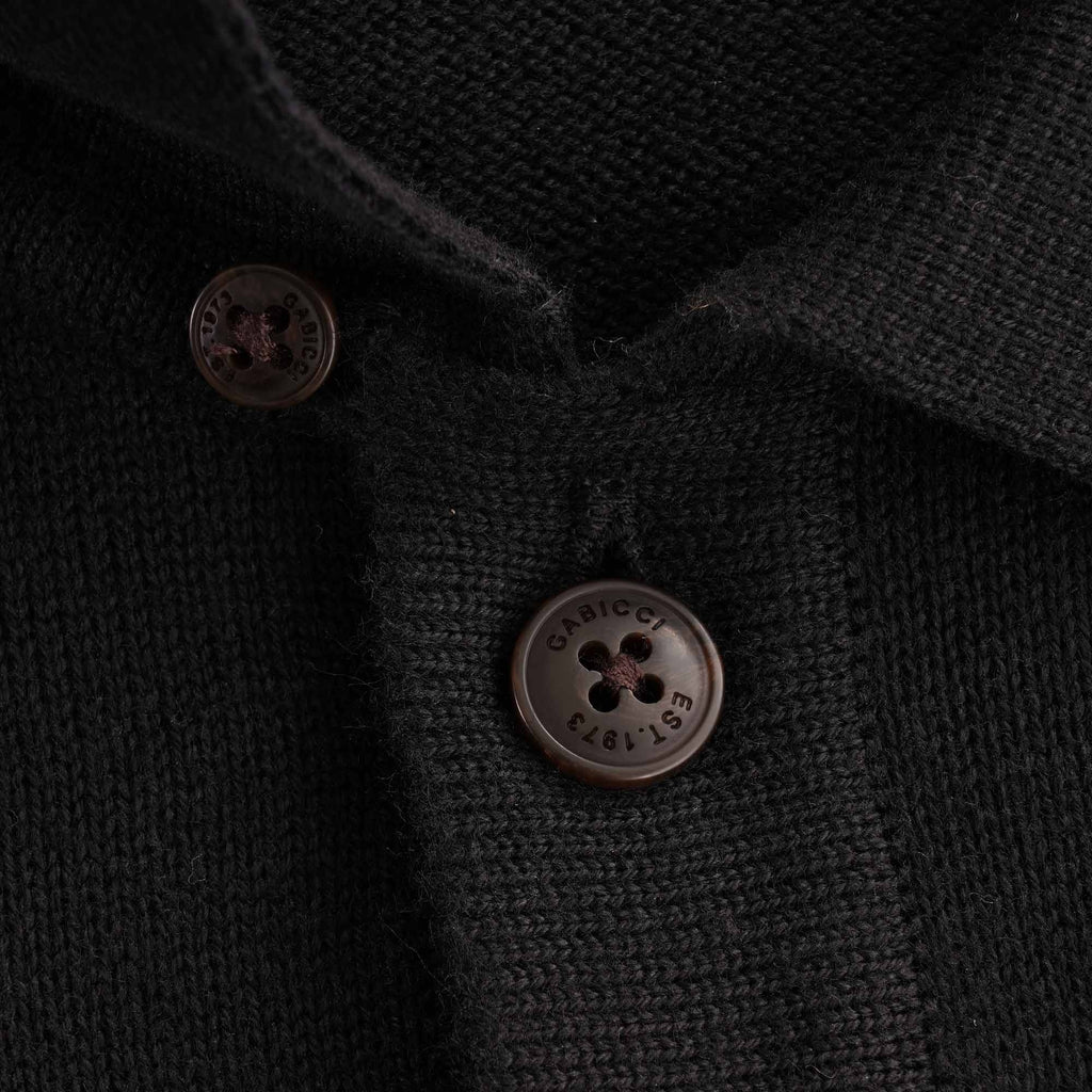 Francesco L/S Knit Polo Shirt - Black
