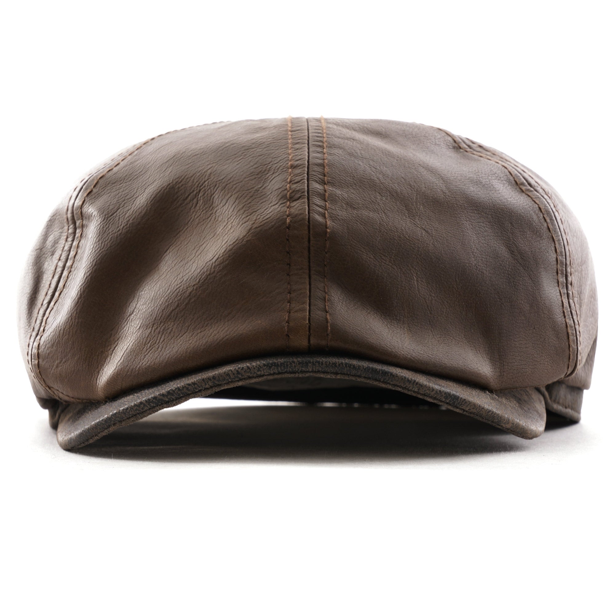 Stetson Hats Hatteras Goatskin Leather Newsboy Cap - Brown
