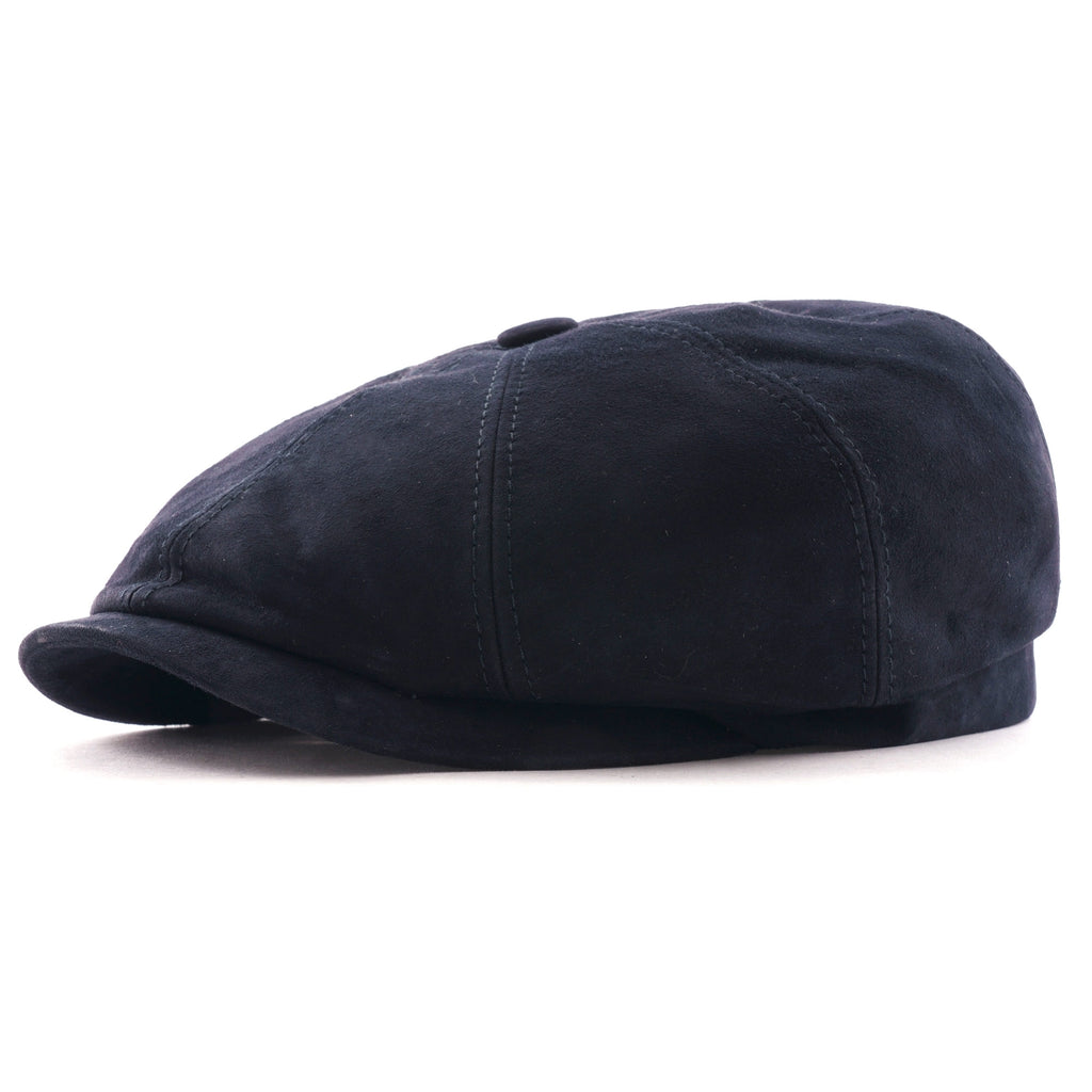 Goat Suede Flat Cap - Navy