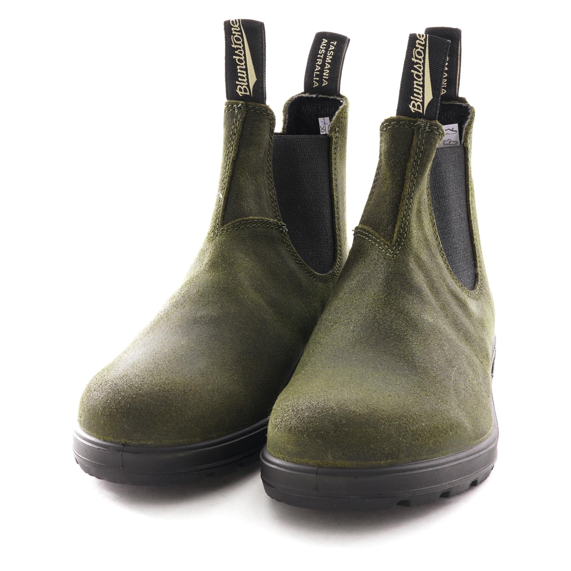 1615 PU/TPU Lined Elastic Sided V Cut Boots - Olive Suede