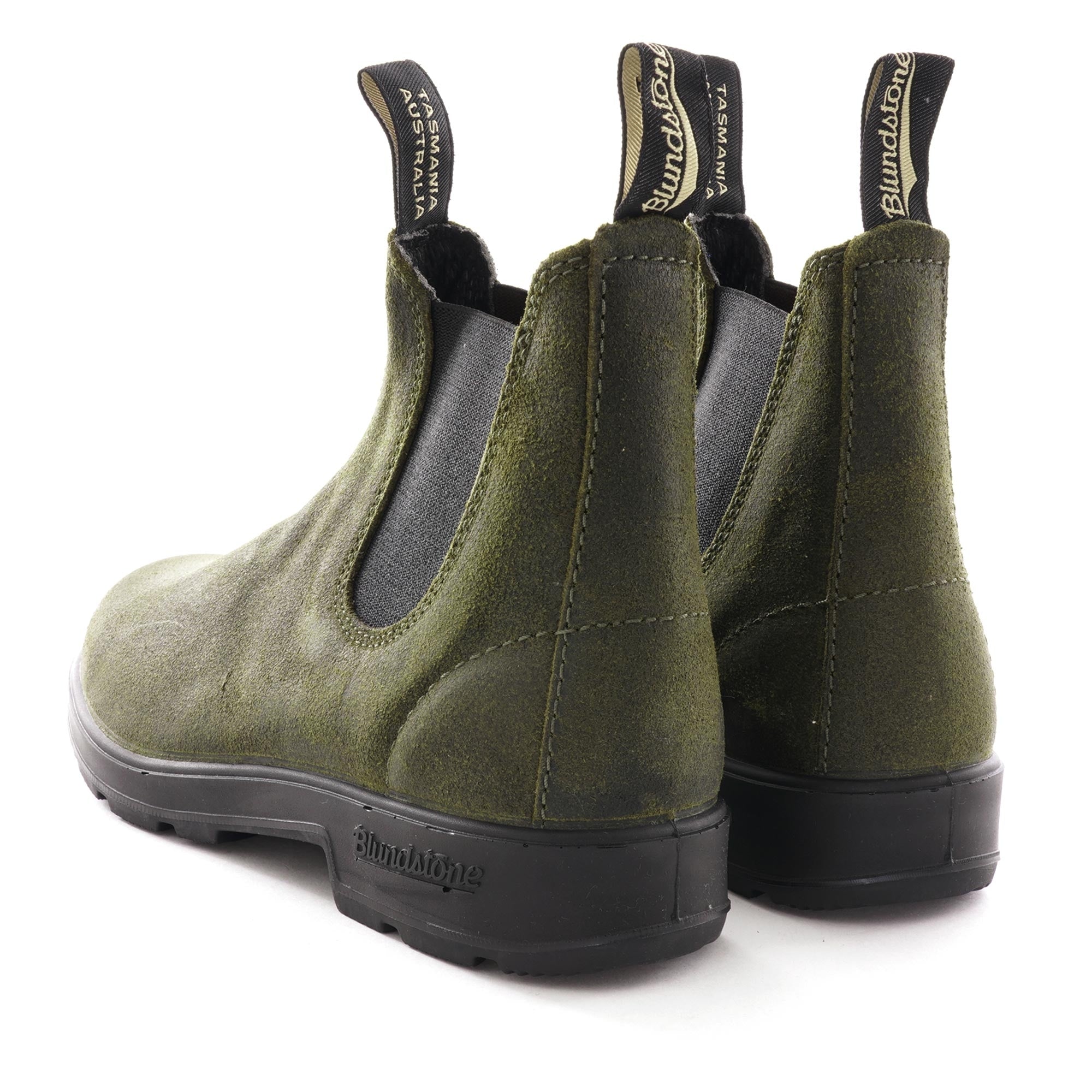 1615 PU/TPU Lined Elastic Sided V Cut Boots - Olive Suede