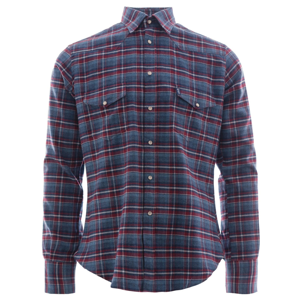 Antoine Flannel Western Shirt - Blue Check