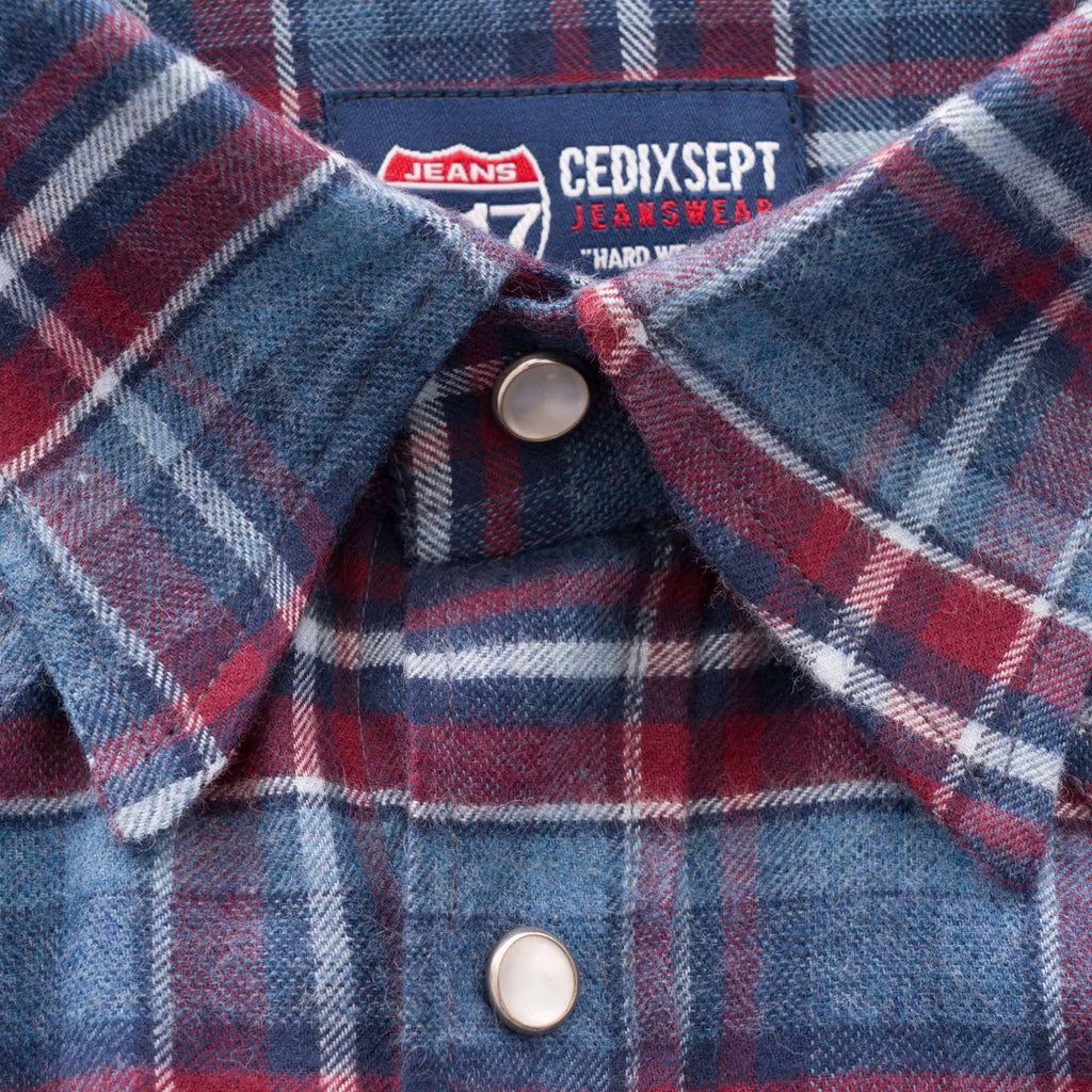 Antoine Flannel Western Shirt - Blue Check