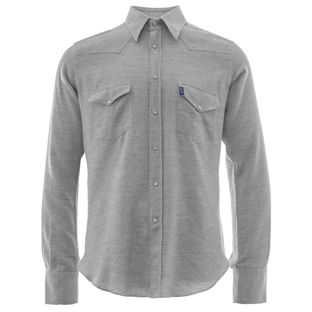 Antoine Flannel Western Shirt - Light Grey