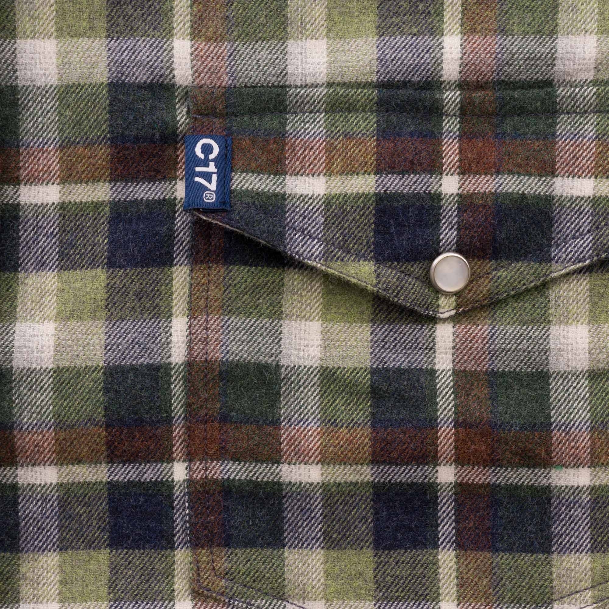 Antoine Flannel Western Shirt - Green Check