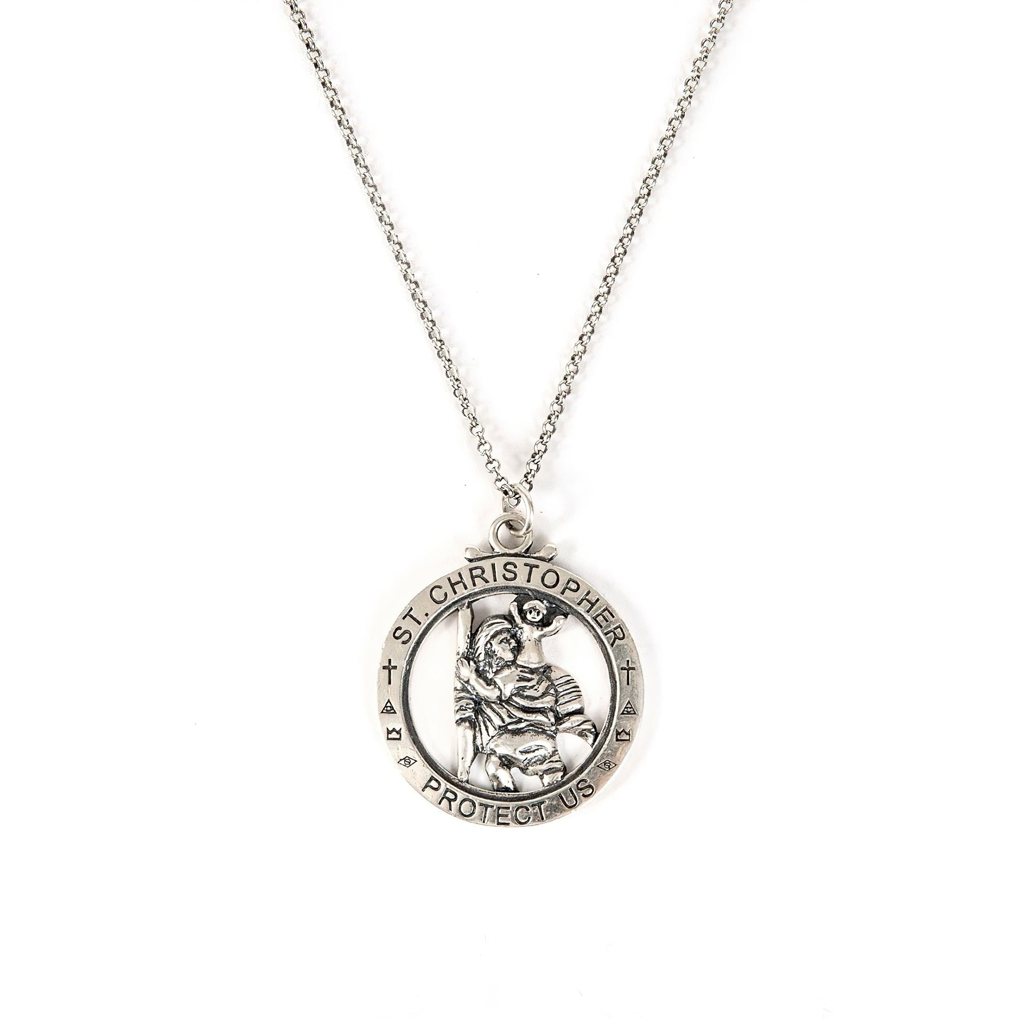 Silver St Christopher Necklace - Silver