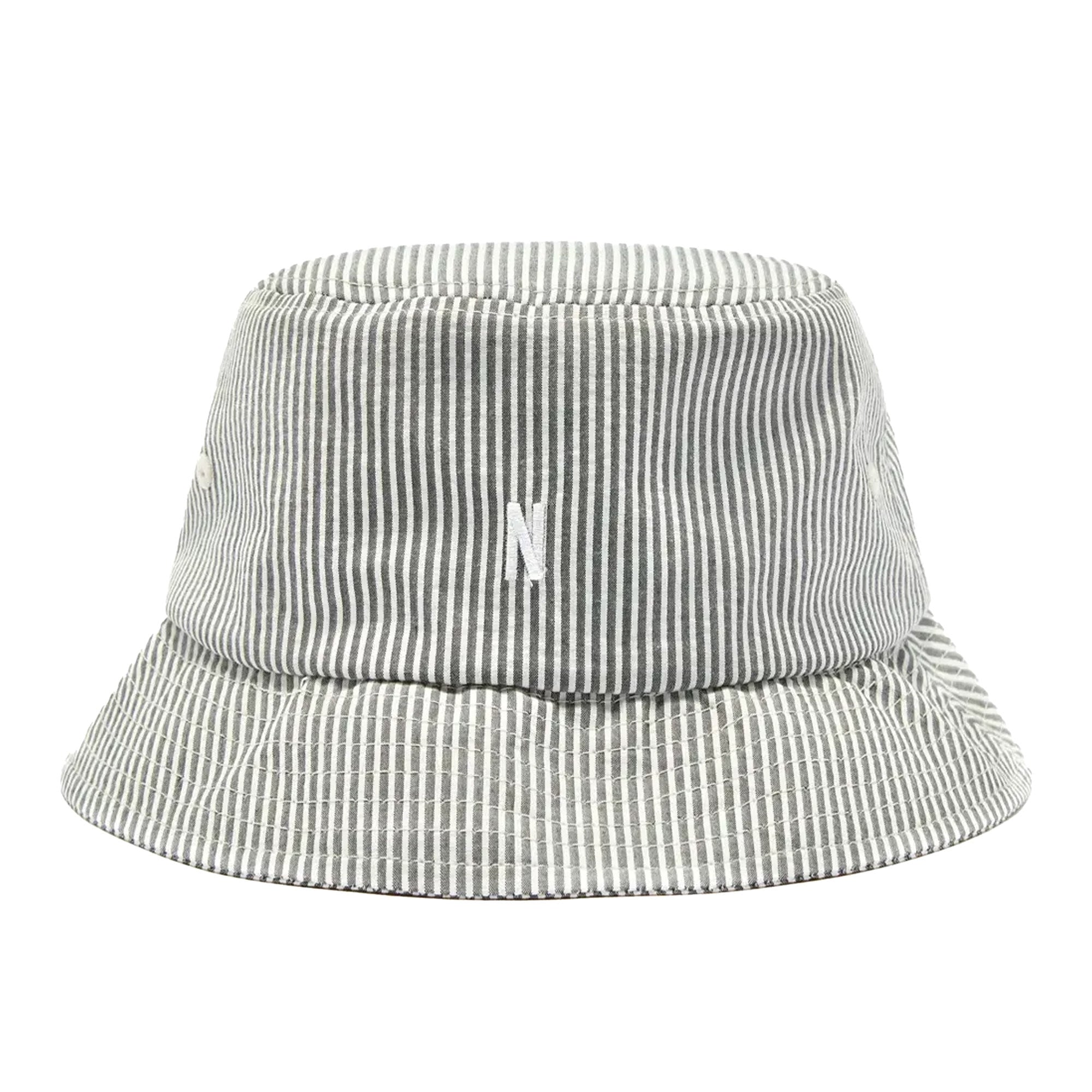Norse Projects Seersucker Bucket Hat - Navy Stripe