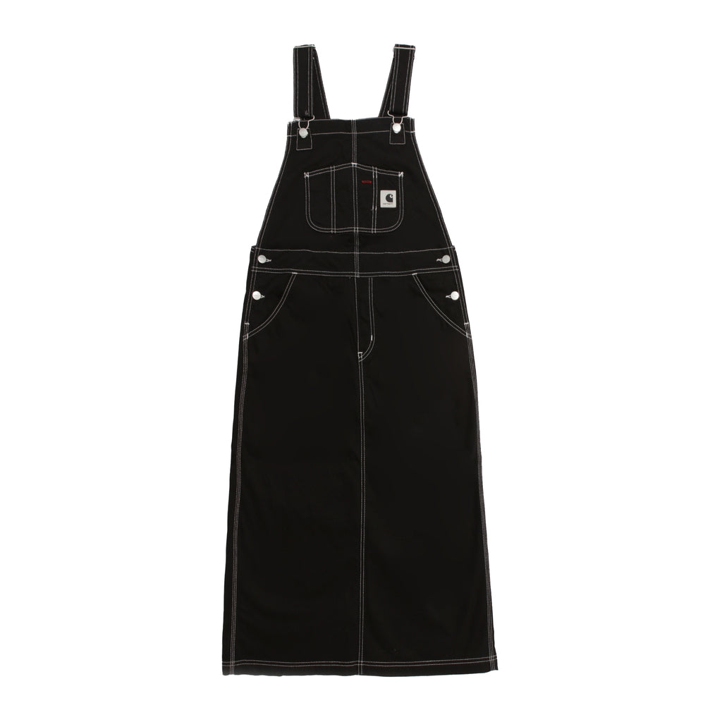 Womens Bib Skirt Long - Black Rinsed