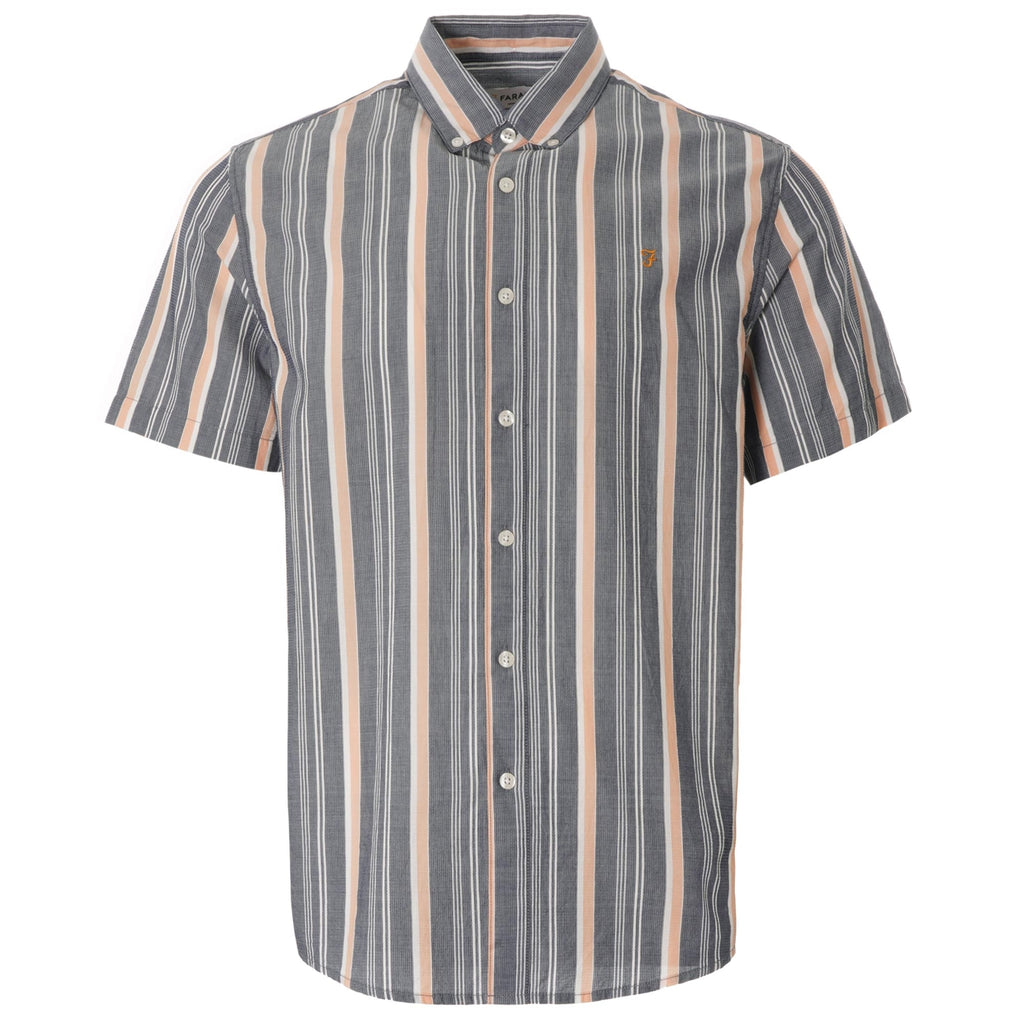 Robertson Stripe Organic Cotton Short Sleeve Shirt - Yale