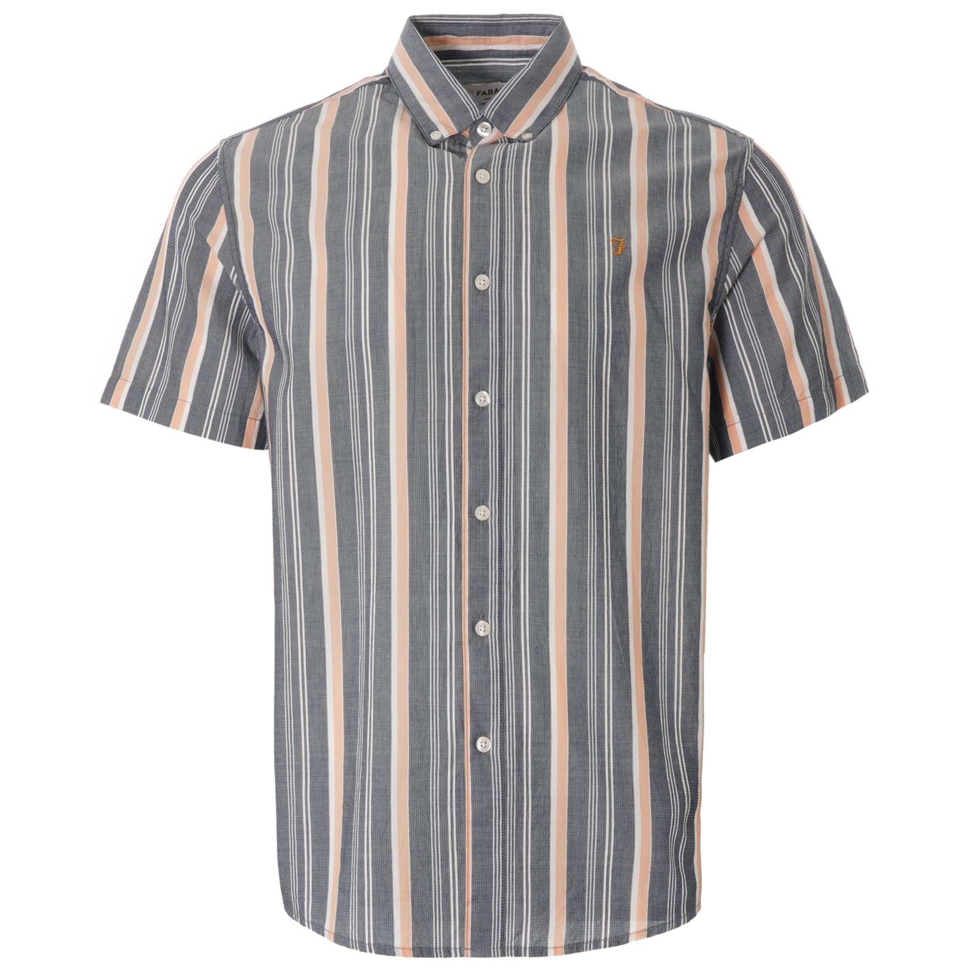 Robertson Stripe Organic Cotton Short Sleeve Shirt - Yale