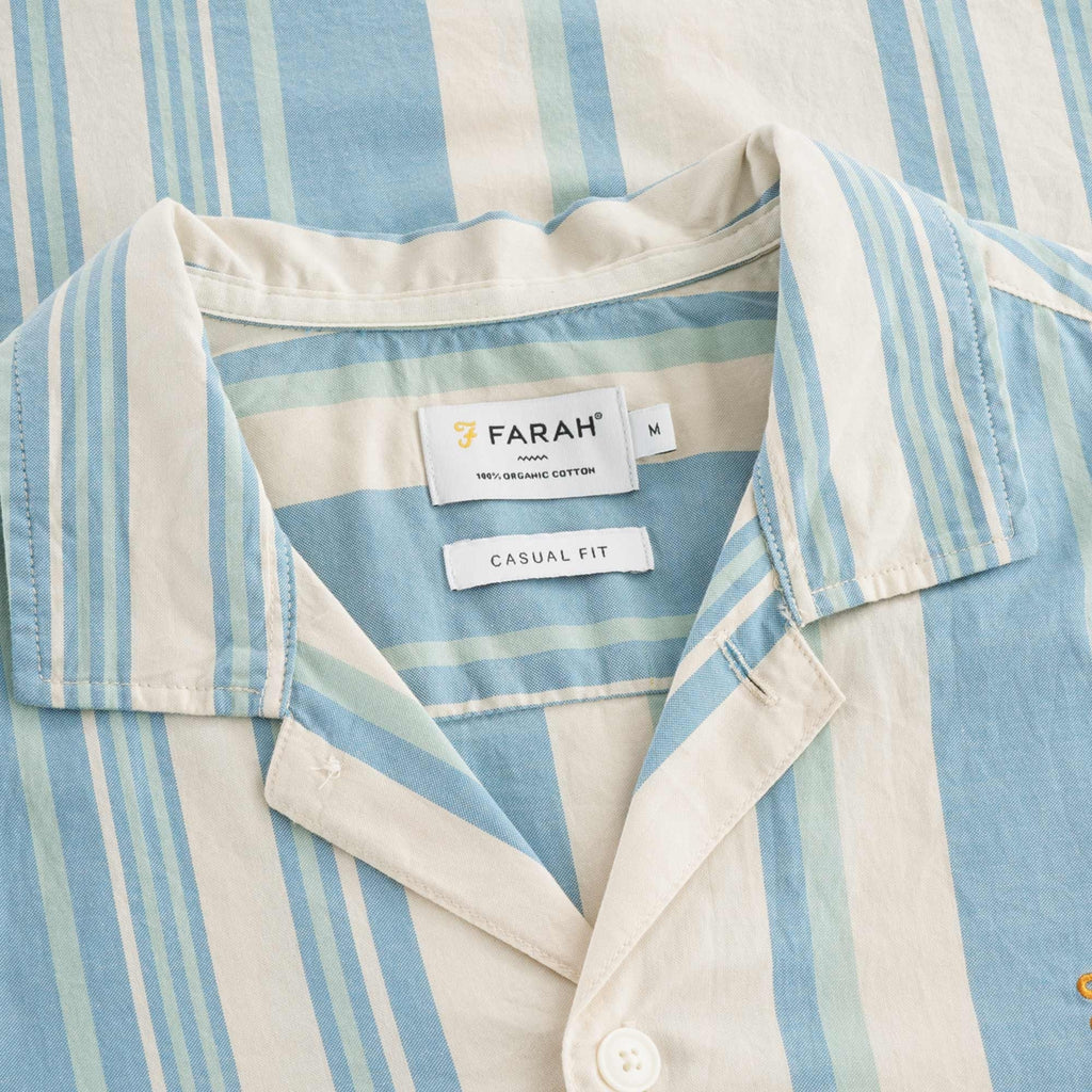 Theroux Stripe Organic Cotton Short Sleeve Shirt - Cream
