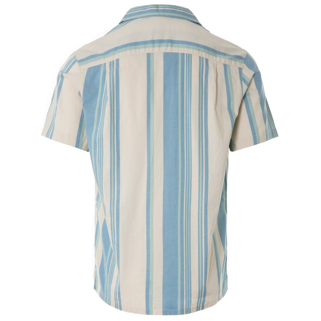 Theroux Stripe Organic Cotton Short Sleeve Shirt - Cream