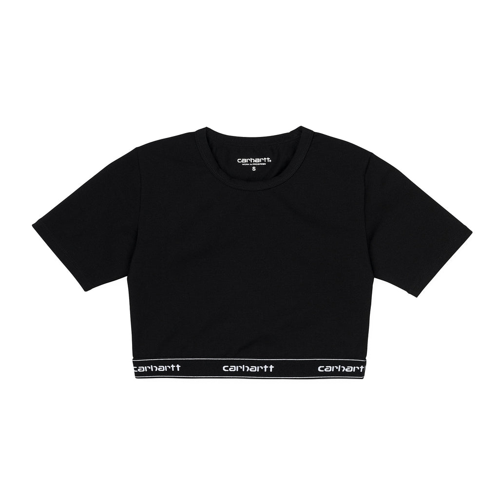 Womens Script Crop Top - Black