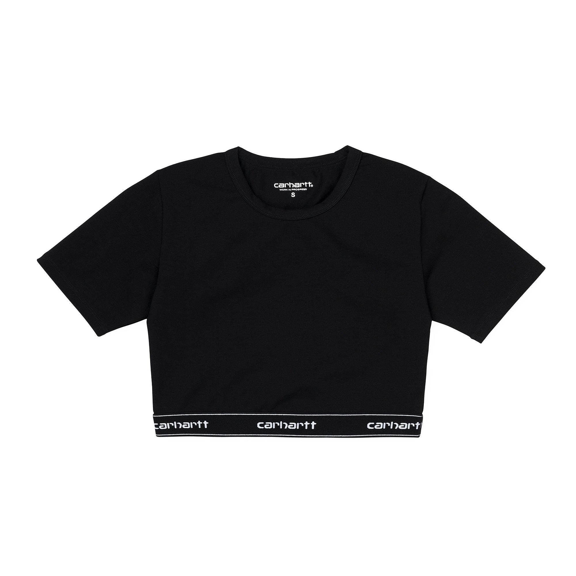 Womens Script Crop Top - Black