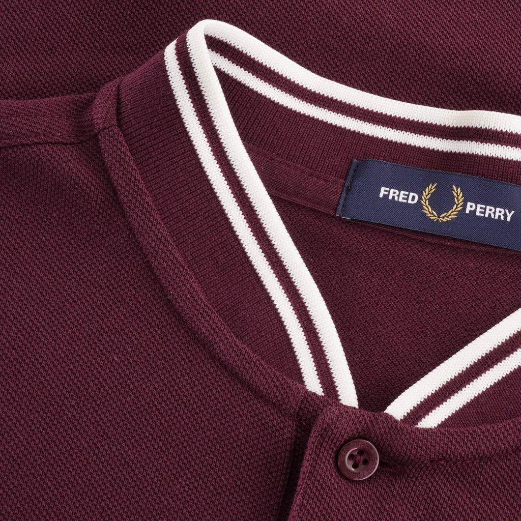 Bomber Collar Polo Shirt - Burgundy