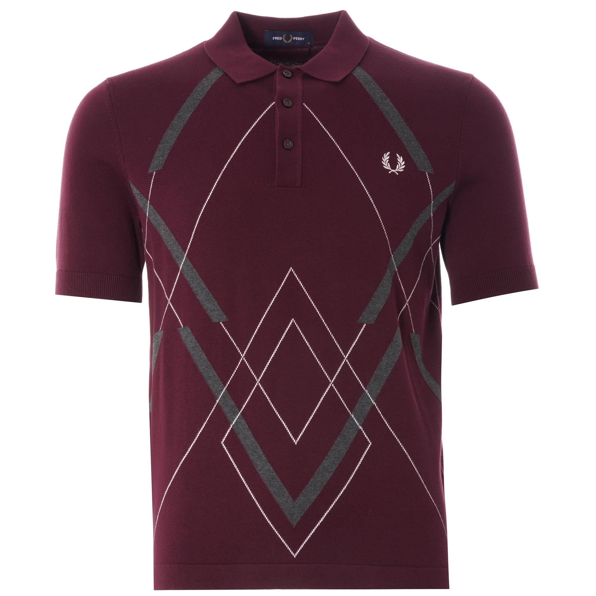 Abstract Argyle Knitted Shirt - Mahogany