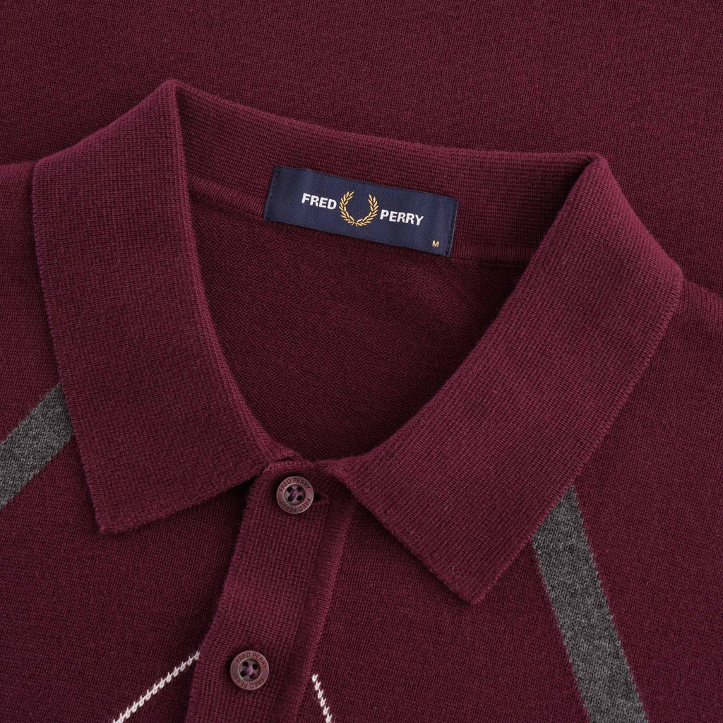 Abstract Argyle Knitted Shirt - Mahogany