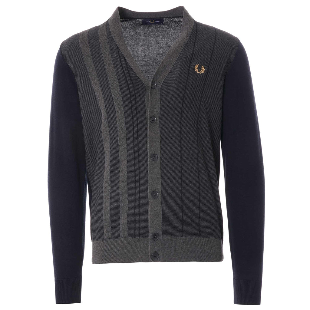 Textured Stripe Cardigan - Navy