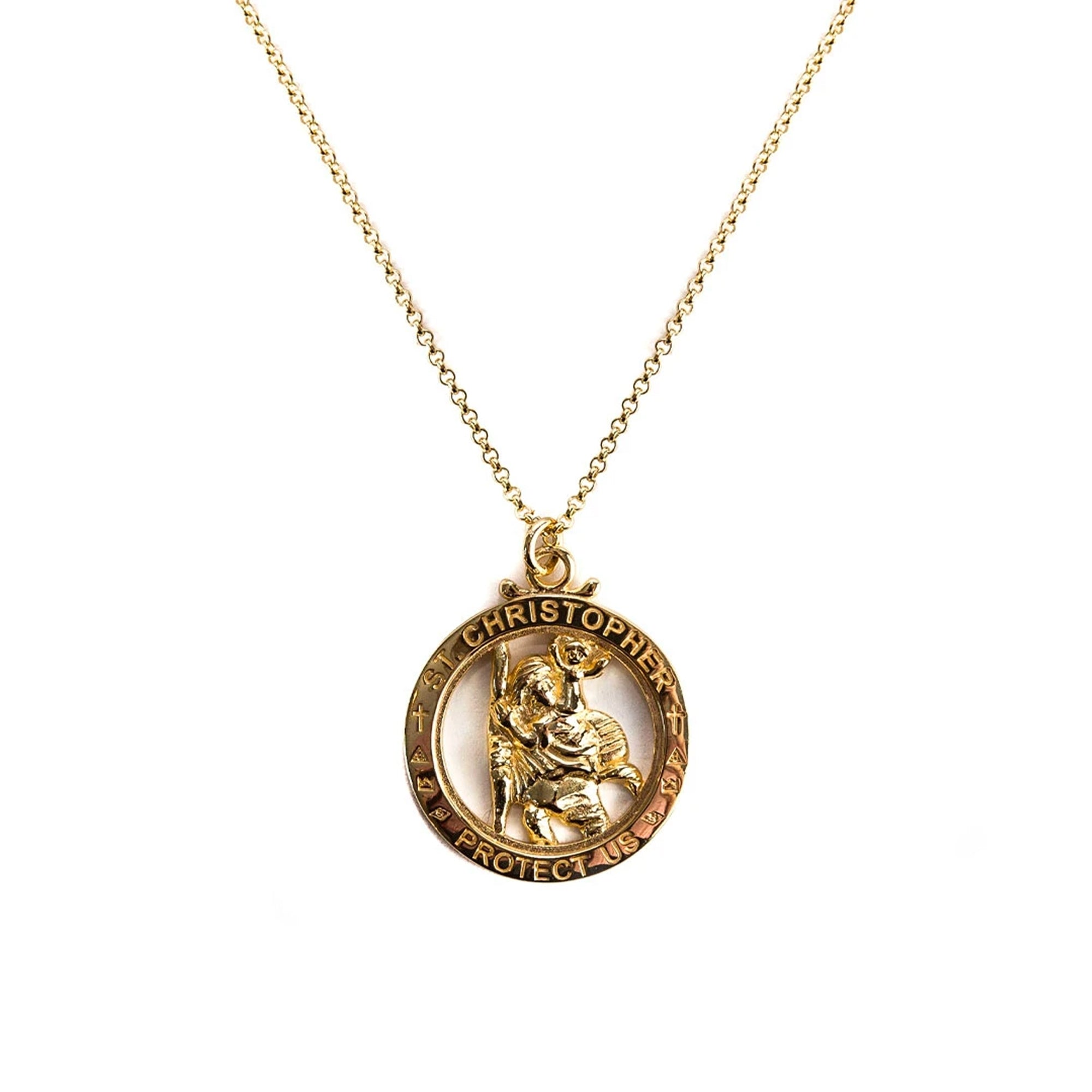 Gold Plated Silver St Christopher Multi Chain Necklace - Gold