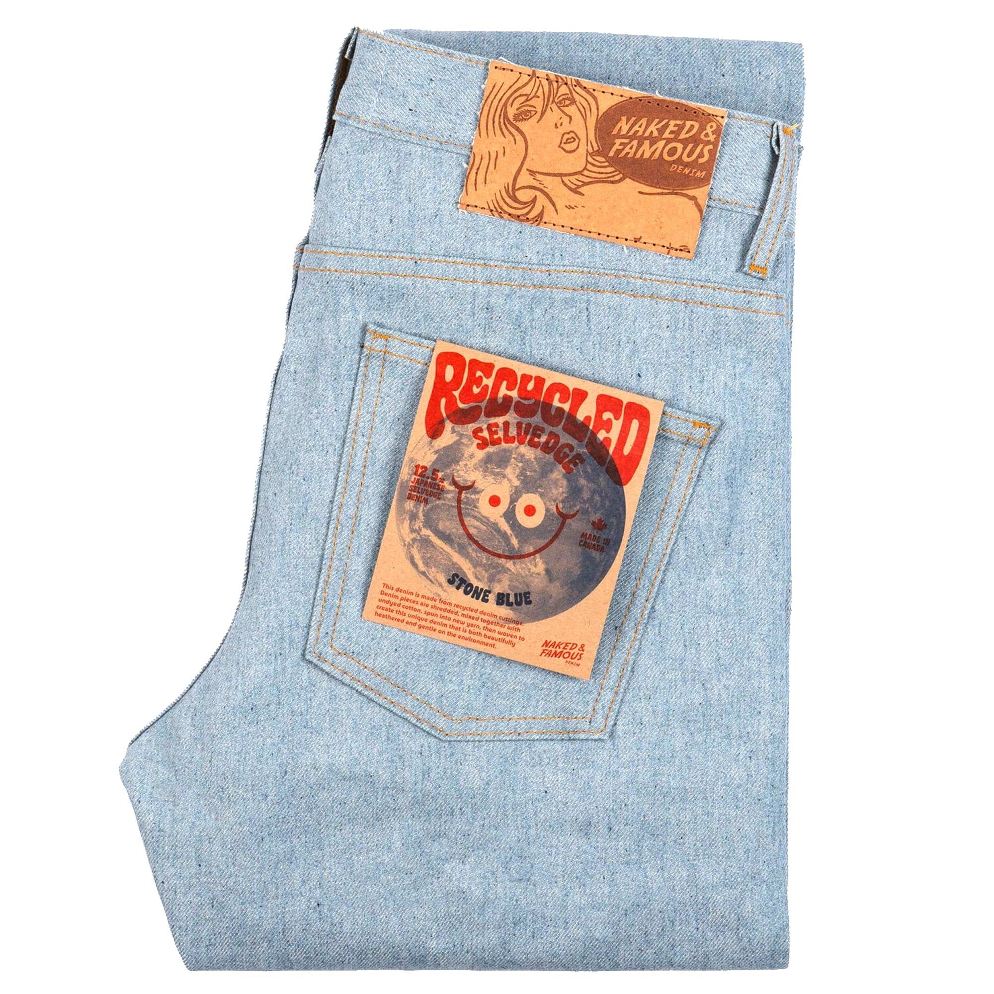 Weird Guy Recycled Selvedge Jeans - Stone Blue