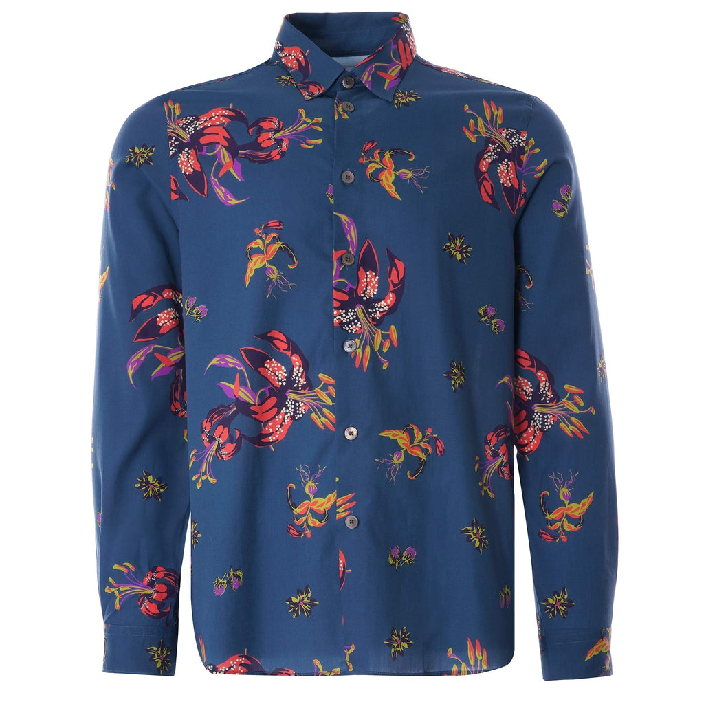 Lillies' Print Lyocell And Cotton Shirt - Blue
