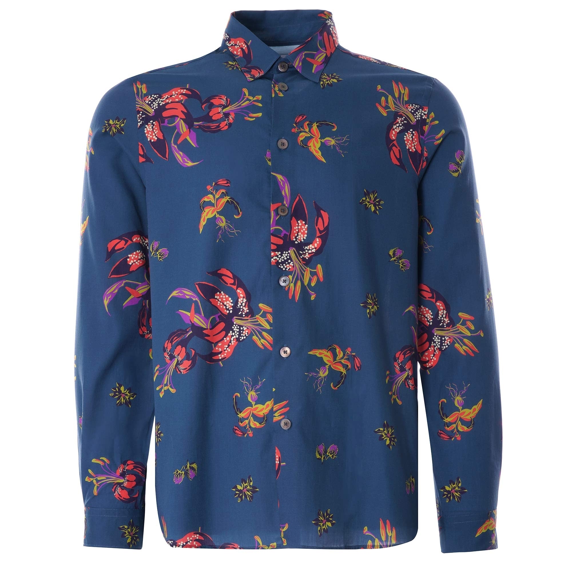 Lillies' Print Lyocell And Cotton Shirt - Blue