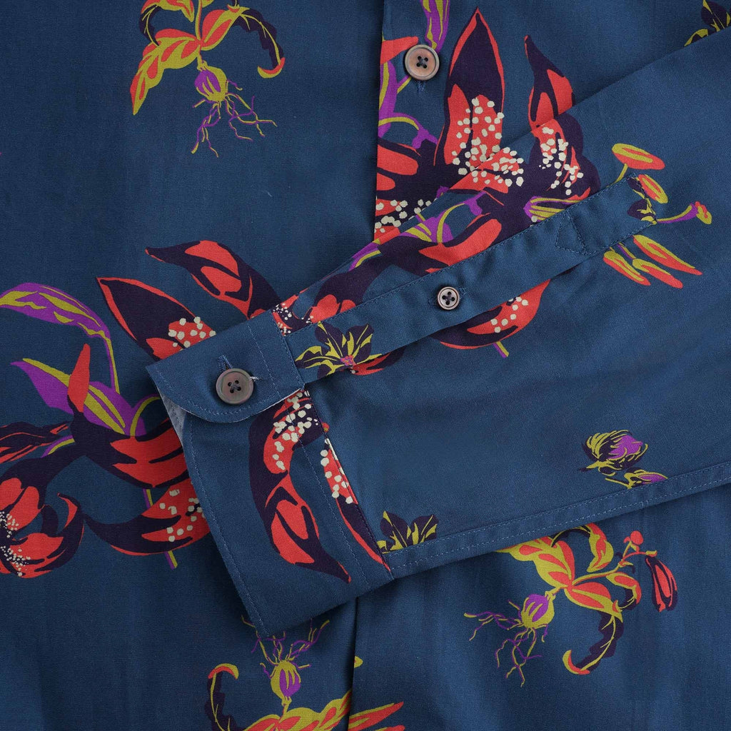 Lillies' Print Lyocell And Cotton Shirt - Blue