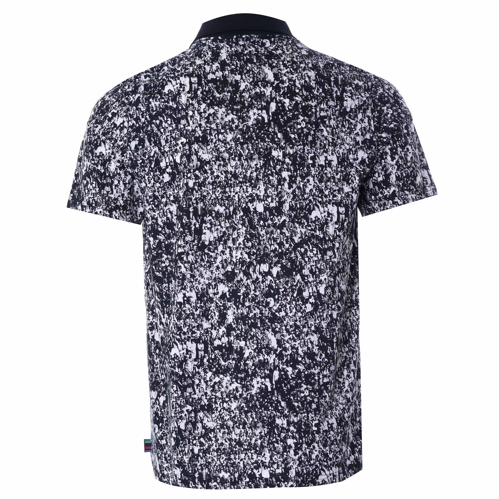 Monochrome 'Crowd' Print Polo Shirt - White