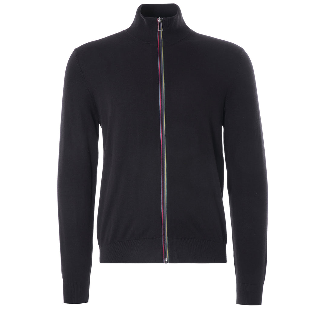 Sports Stripe' Zip Cardigan - Black